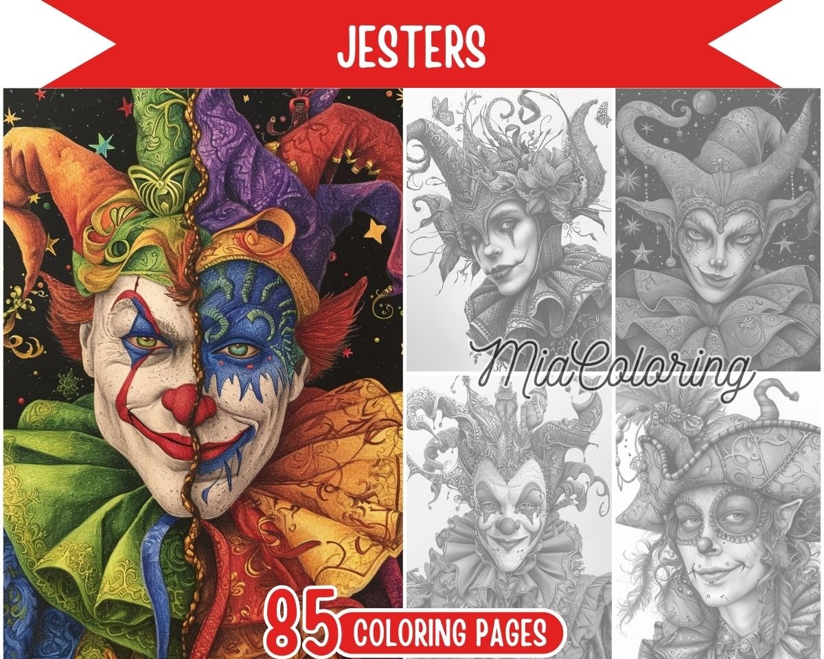 Jesters Printable Coloring Pages for Adults - miacoloring.com